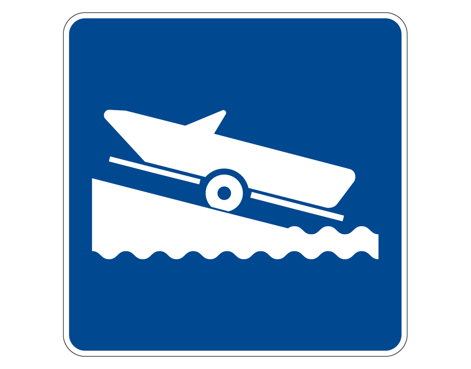 illustration of a boat on a trailer ascending into water