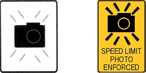 Photo speed enforcement signs