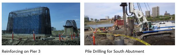 Reinforcing on Pier 3 and Pile Drilling for South Abutment