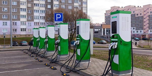 A group of EV chargers