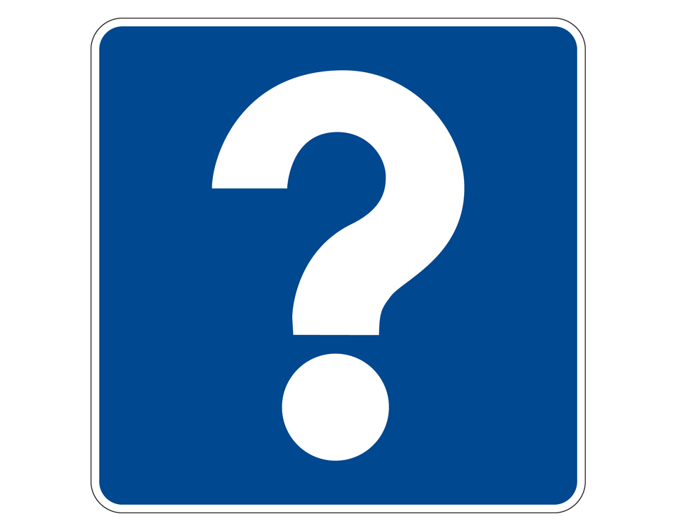 white question mark on blue background