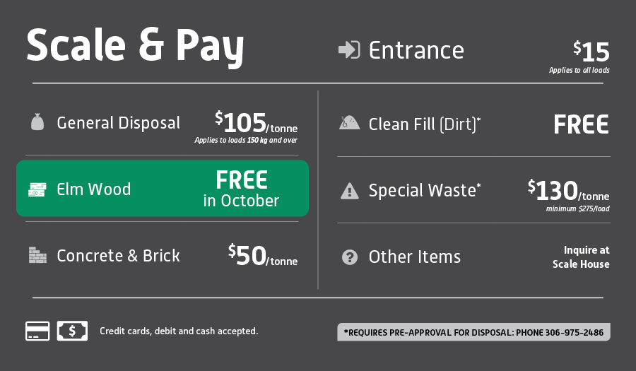 Scale & Pay Rates, Free Elm Wood Disposal in October