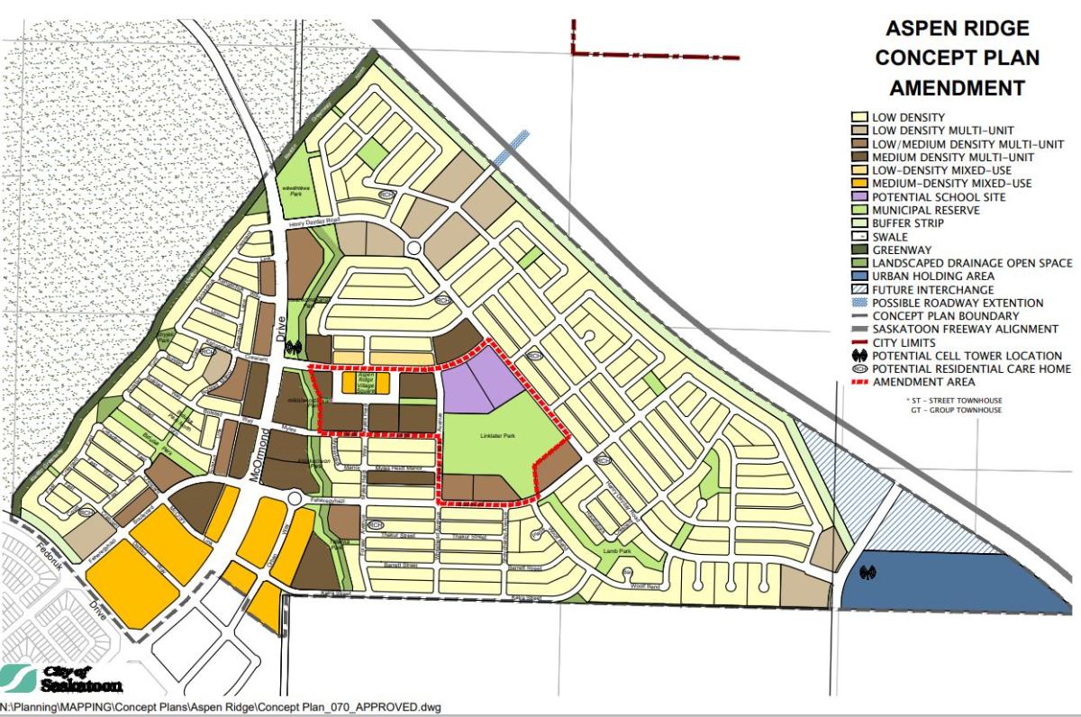 Amendment Area for Aspen Ridge Core Park Rezoning Proposal 