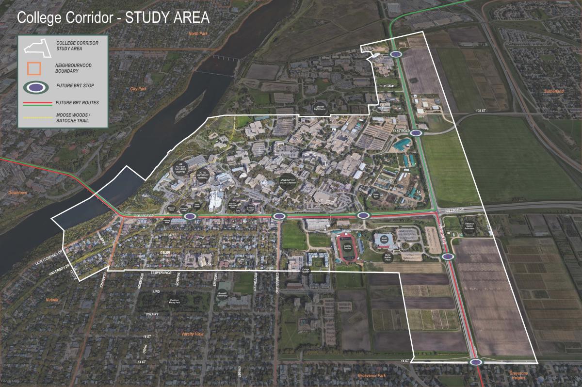 Map of College Corridor Plan study area as described above