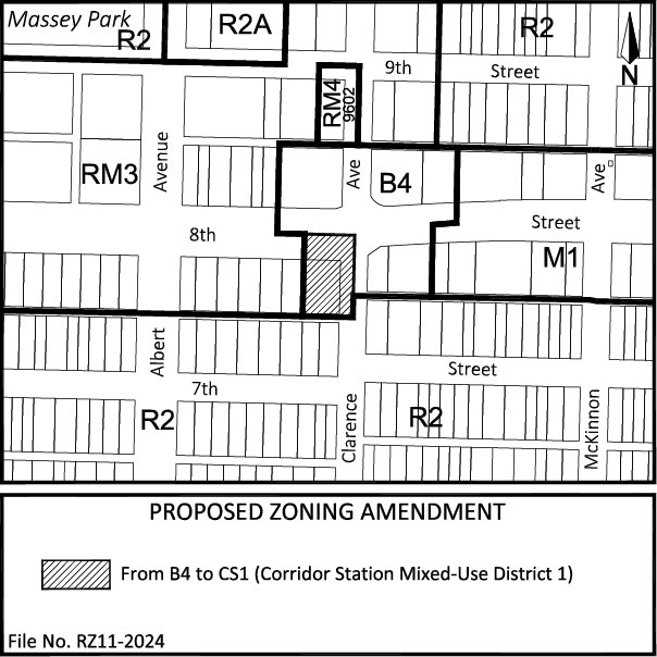 Map showing affected site on 8th Street