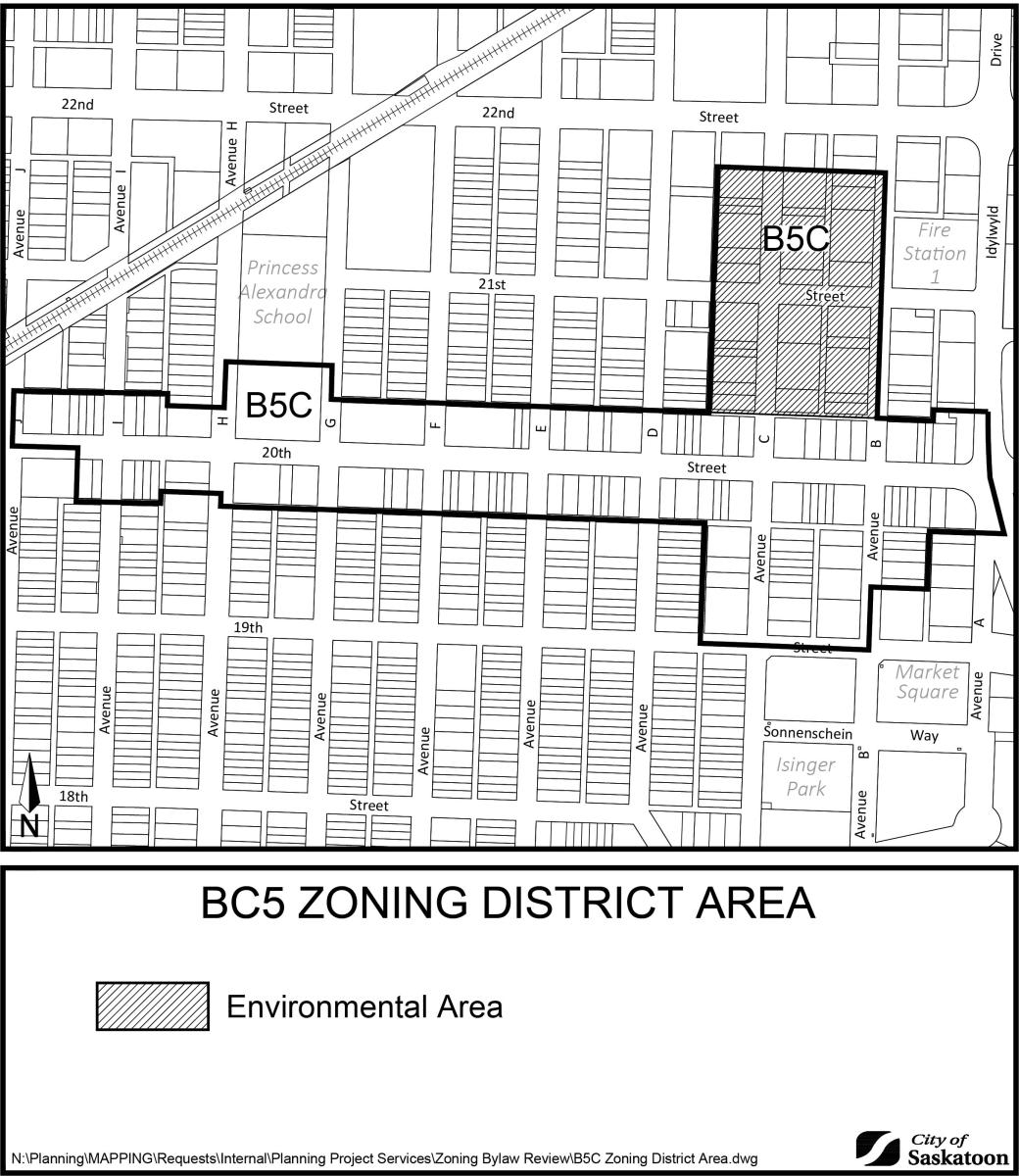 B5C Zoning District Area and Proposed Area