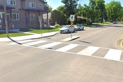 Median Island and Curb Extension in Saskatoon