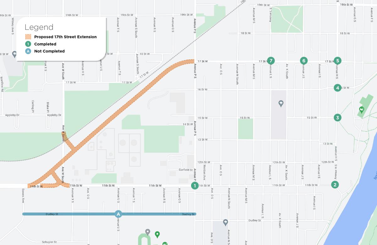 Map of proposed 17th Street extension