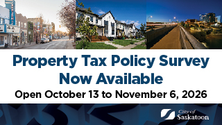 Image with text indicating property tax policy survey now available