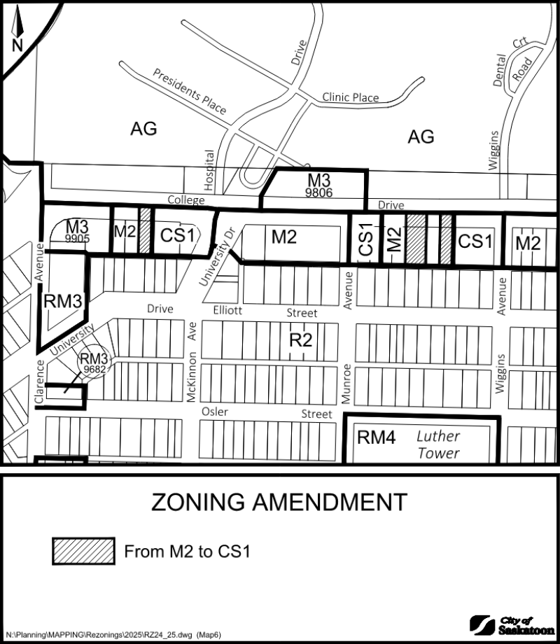 Zoning Amendment from M2 to CS1 map