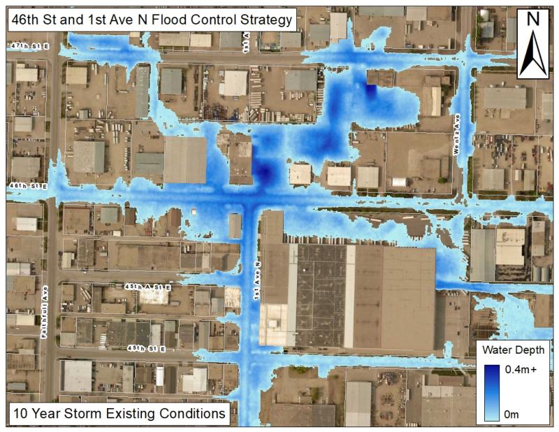 46th Street & 1st Avenue - 10 Year Storm Existing Conditions