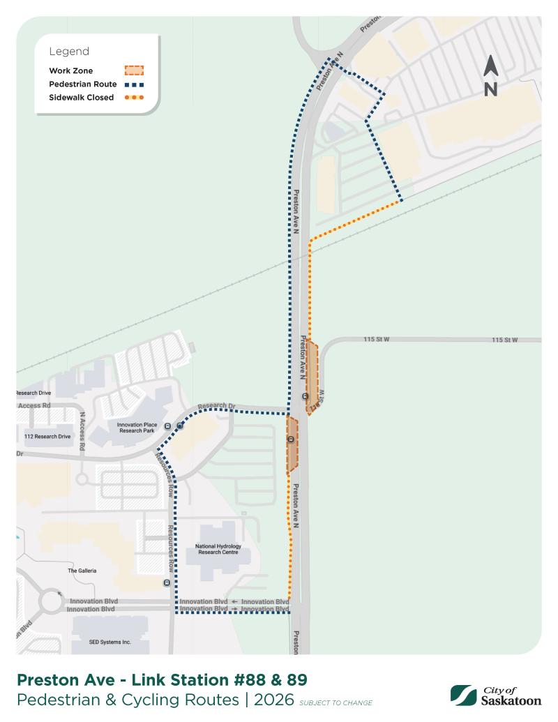 Preston and Research Drive Ped Map