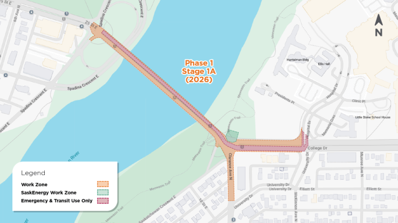 A map showing Phase 1 Stage 1A