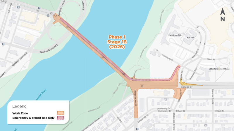 A map showing Phase 1 Stage 1B