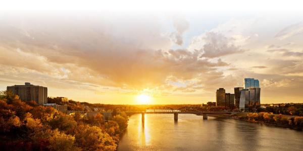 Sun over the River in Saskatoon