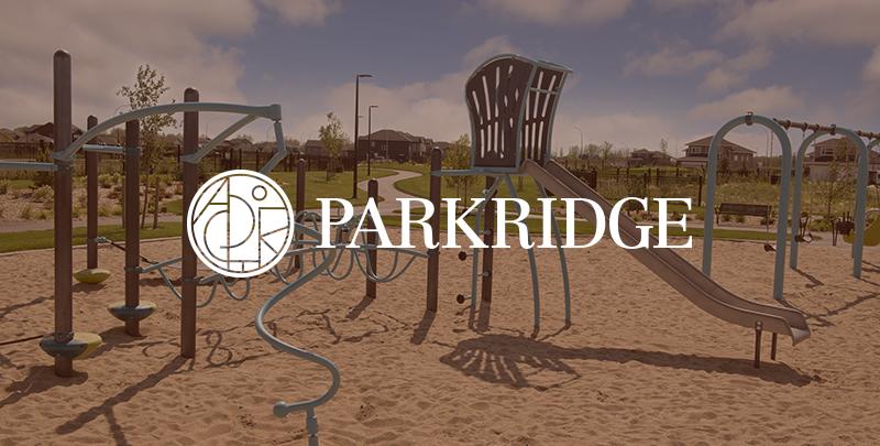 Parkridge text on a sepia overlay over a playground with sand